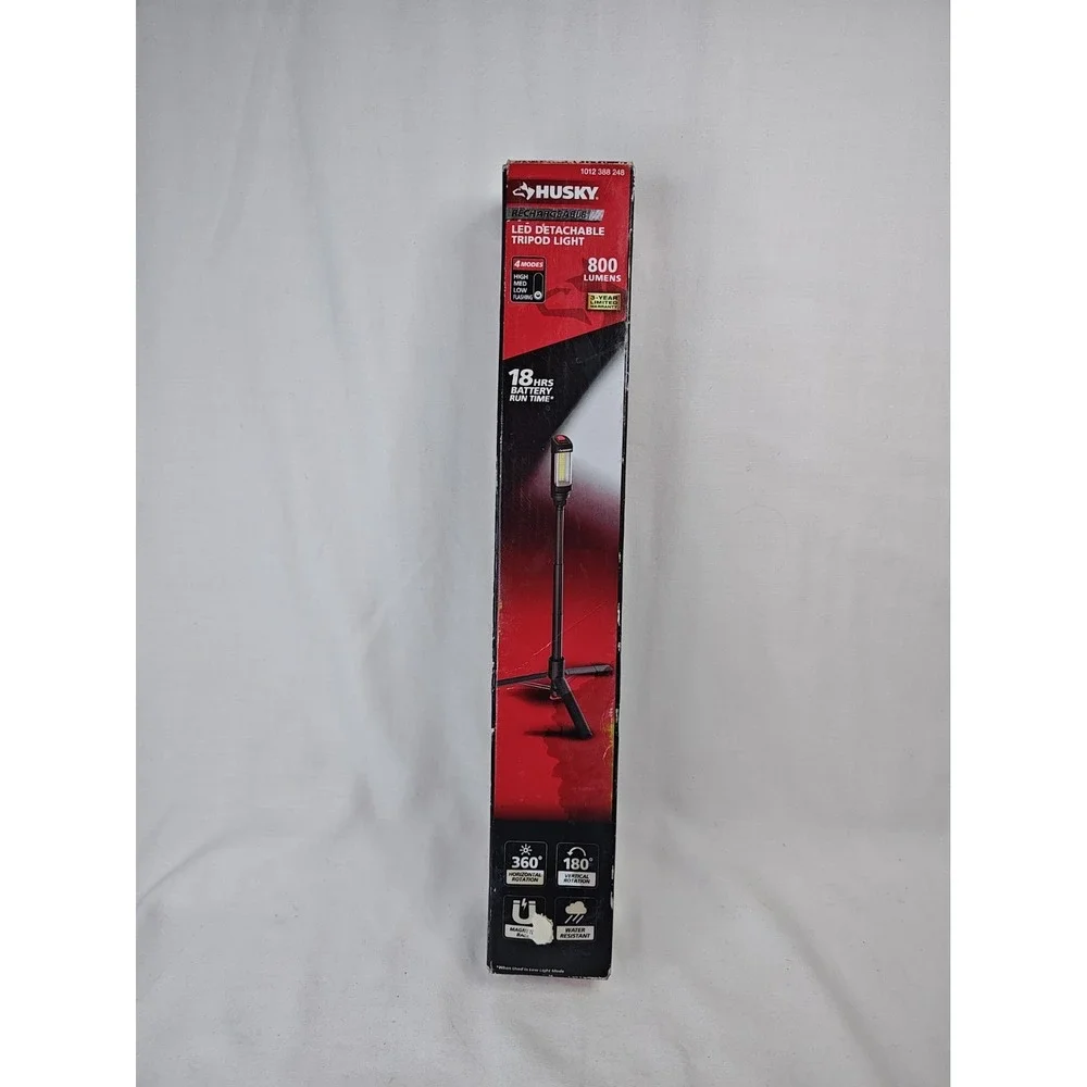 HUSKY 800 Lumen LED Rechargeable Detatch Tripod Work Light 1012388248 Open Box